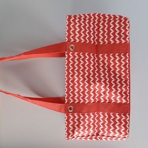 Thirty One Medium Utility Tote Red Chevron
